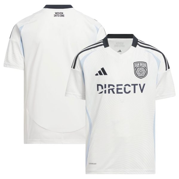 youth san diego fc adidas white 2025 woven into one replica jersey | San Jose Earthquakes Hats, Jerseys & MLS Apparel