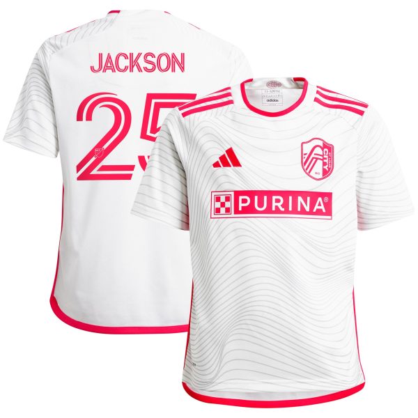 youth st. louis city sc aziel jackson adidas white 2024 the confluence kit replica player jersey | San Jose Earthquakes Hats, Jerseys & MLS Apparel