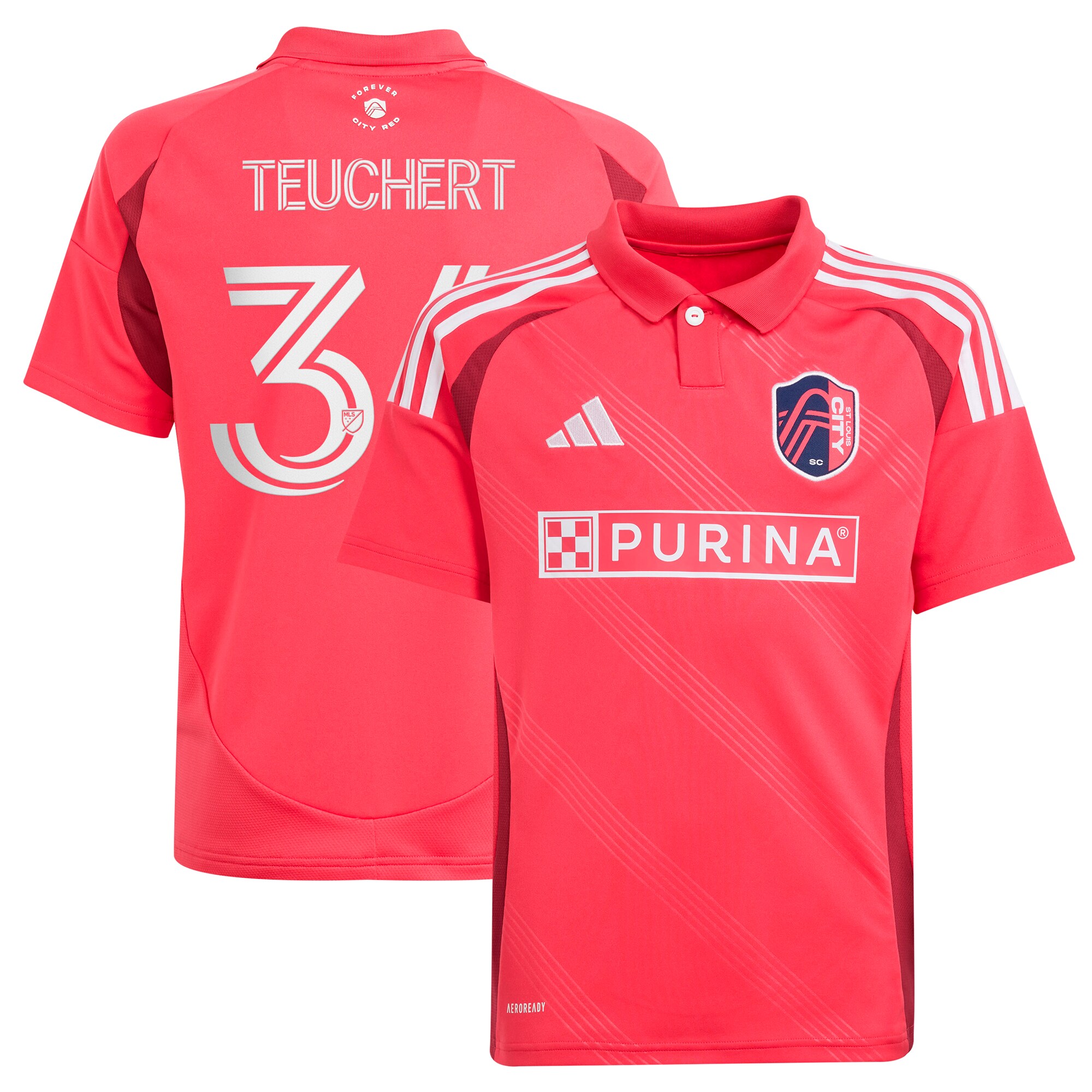 youth st. louis city sc cedric teuchert adidas pink 2025 forever city red replica player jersey | San Jose Earthquakes Hats, Jerseys & MLS Apparel