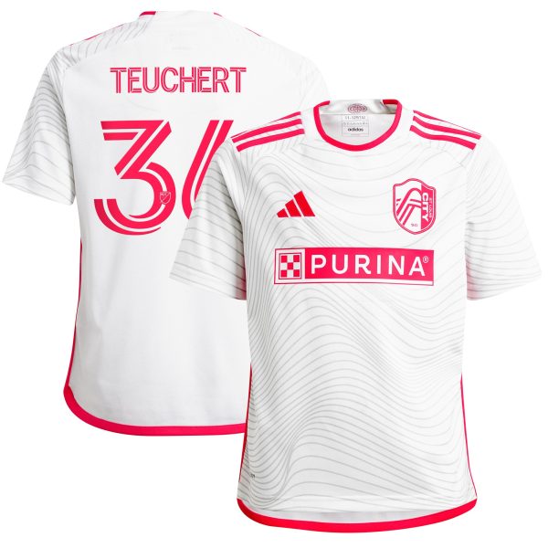 youth st. louis city sc cedric teuchert adidas white 2024 the confluence kit replica player jersey | San Jose Earthquakes Hats, Jerseys & MLS Apparel