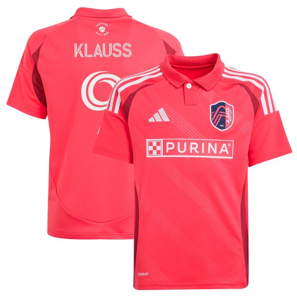 youth st. louis city sc joão klauss adidas red 2025 forever city red replica player jersey | San Jose Earthquakes Hats, Jerseys & MLS Apparel