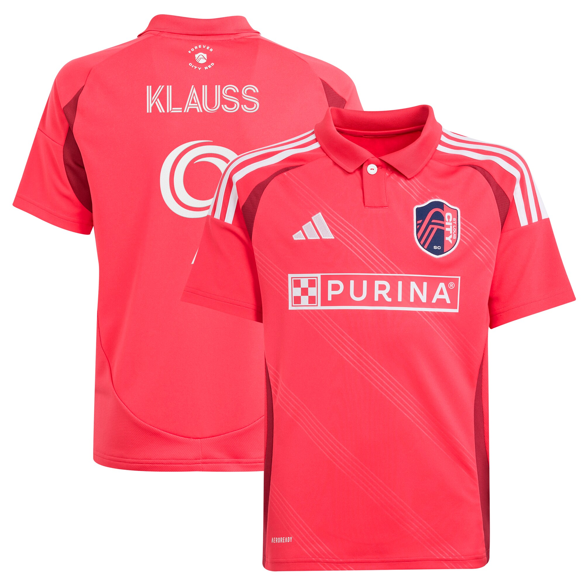 youth st. louis city sc joão klauss adidas red 2025 forever city red replica player jersey | San Jose Earthquakes Hats, Jerseys & MLS Apparel